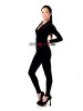 Black Velvet Catsuit With High Neck