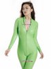 Pu Shiny Grass Green Catsuit With Front Zip