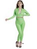 Pu Shiny Grass Green Catsuit With Front Zip