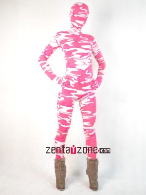 Pink And White Camouflage Spandex Zentai Suit