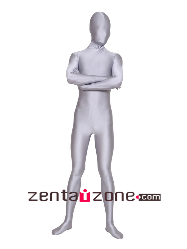 Gray Unisex Lycra Unicolor Zentai Suit - Click Image to Close