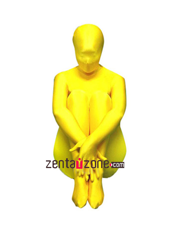 Unicolor Yellow Spandex Lycra Unisex Full Body Zentai Suit