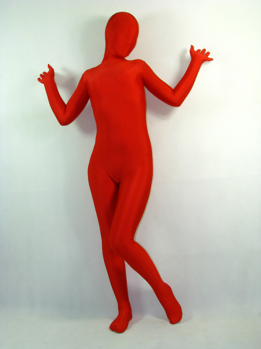 Red Unicolor Spandex Lycra Unisex Zentai Suit [20166]