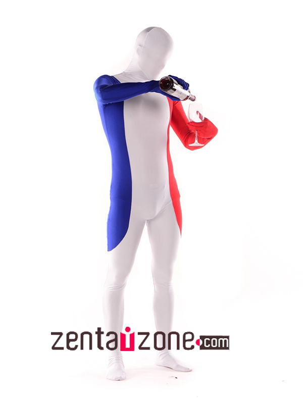 France Flag Pattern Lycra Unisex Zentai Suit - Click Image to Close