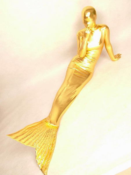 Gold Mermaid Shiny Metallic Zentai Suit