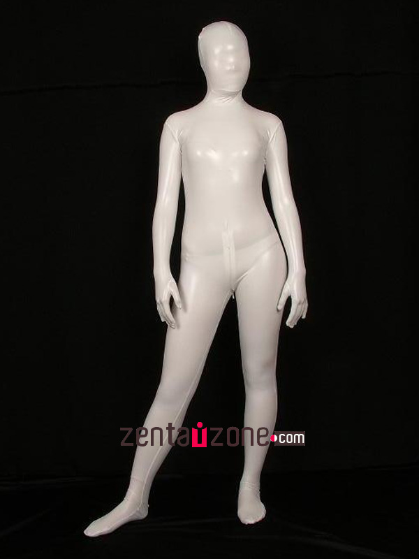 White Shiny Full Body Zentai Suit - Click Image to Close