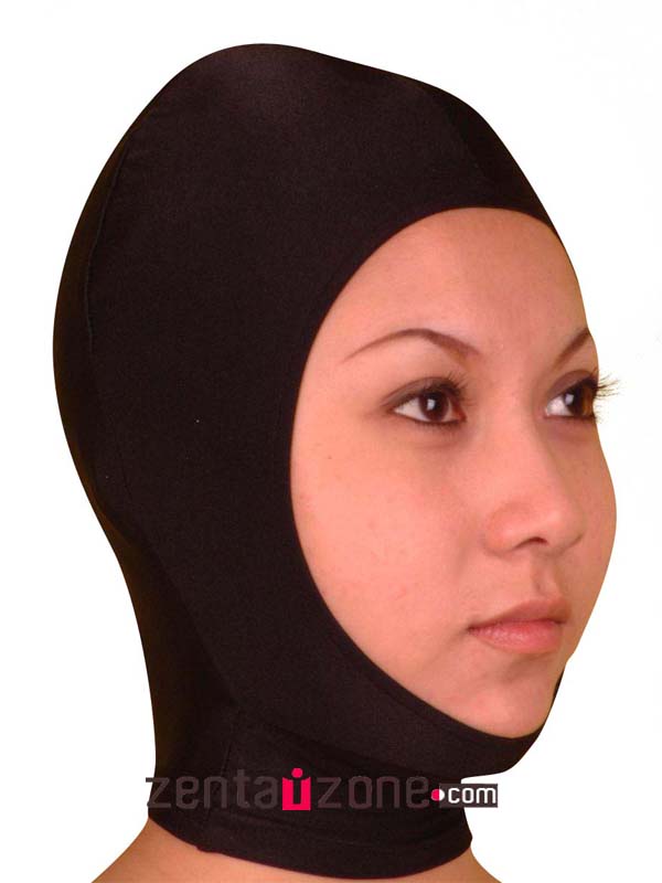 Black Open Face Lycra Spandex Hood