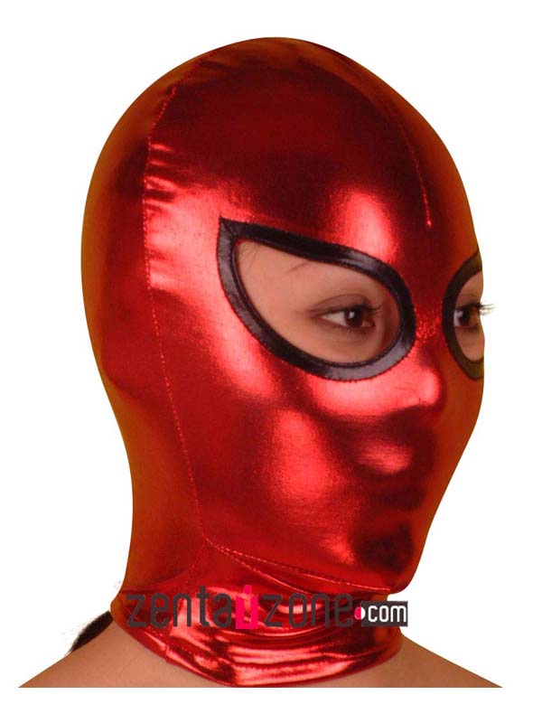 Red Shiny Metallic Hood With Eyes Open