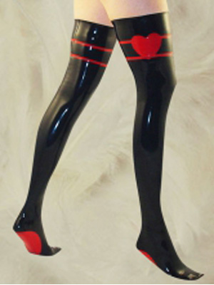 Sexy Red Heart Latex Stockings - Click Image to Close