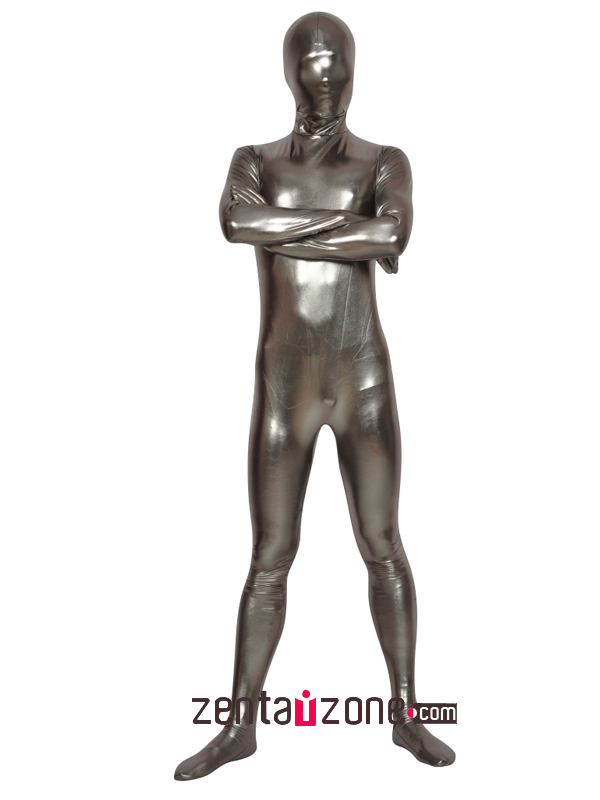 Silver Grey Shiny Full Body Zentai Suit [20407]