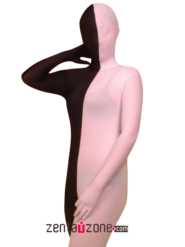 Pink And Black Lycra Spandex Unisex Zentai Suit