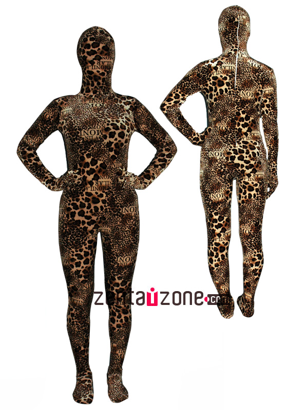 Leopard Thicken Velvet Full Body Zentai Suit