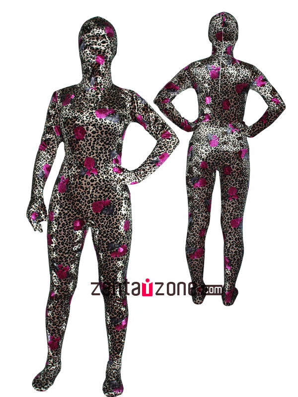 Flower Pattern Thicken Velvet Zentai Suit