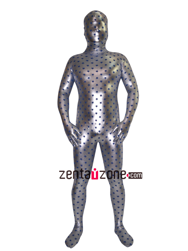 Silver Shiny Metallic Pattern Zentai Suit - Click Image to Close