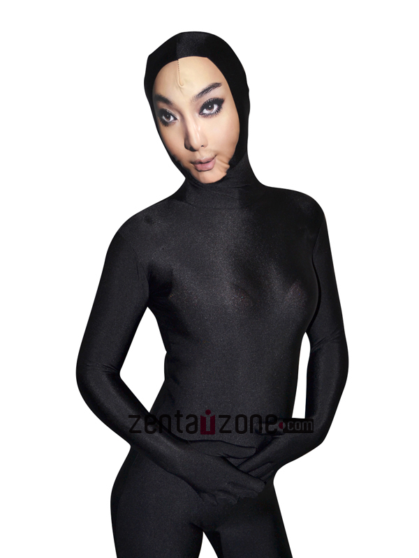 Face Zentai Black Lycra Zentai Bodysuit With Sexy Girl Face - Click Image to Close