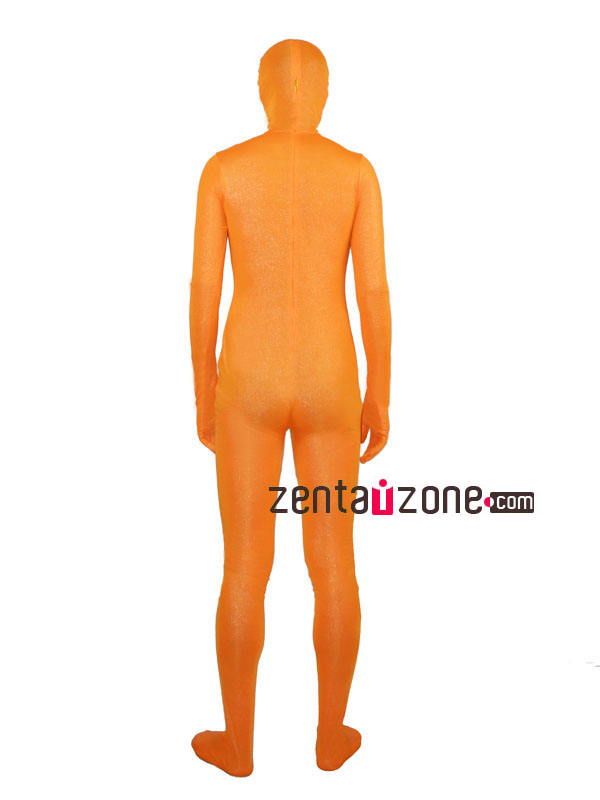 Orange Shiny Full Body Suit Zentai With Black Eyes - Click Image to Close
