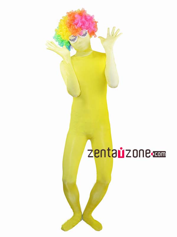 Yellow White Grandual Change Color Spandex Zentai - Click Image to Close