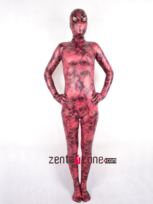 2014 Floral Pattern PU Metallic Zentai Suit - Click Image to Close