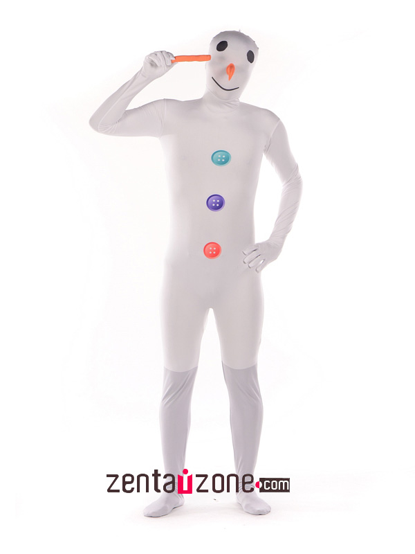 Spandex Cute Snow Man Print Zentai Suit