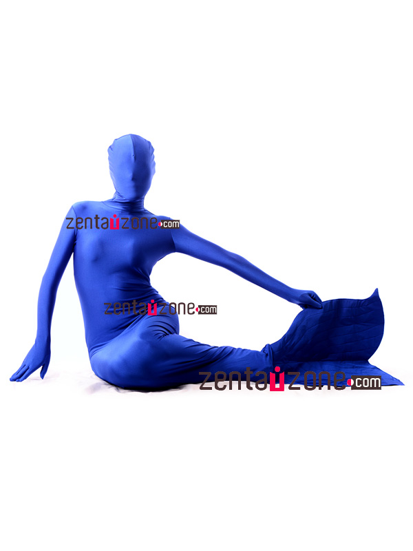 Blue Spandex Lycra Mermaid Zentai Bodysuit