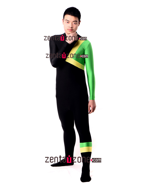 Fashion Spandex Lycra Tricolor Catsuit - Click Image to Close