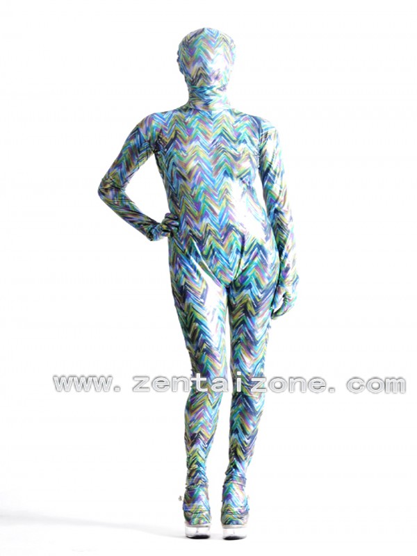 Painting Multicolor Full Bodysuit Shiny Metallic Zentai - Click Image to Close