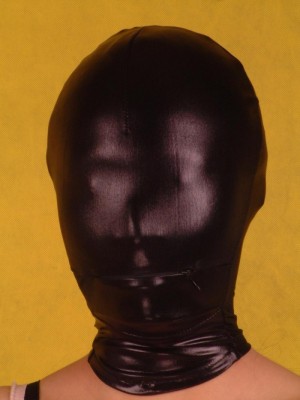 Black Shiny Metallic Zentai Hood